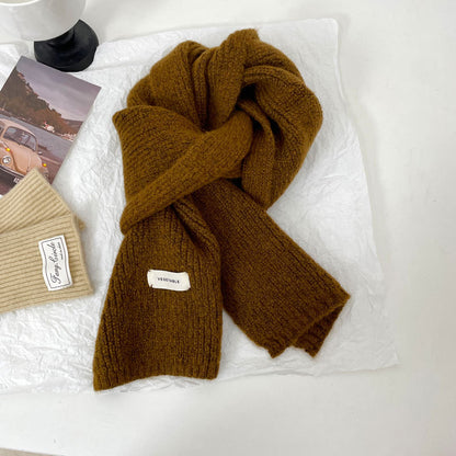 Stylish Cashmere Solid Color Scarf | Simple Warm Wool Knitted Scarf W11