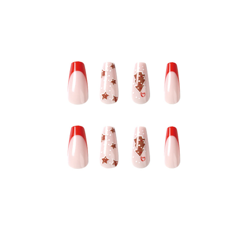 Christmas Cookie Joy | Medium Coffin Manicure | Press On Nails N496