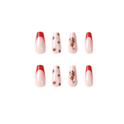 Christmas Cookie Joy | Medium Coffin Manicure | Press On Nails N496