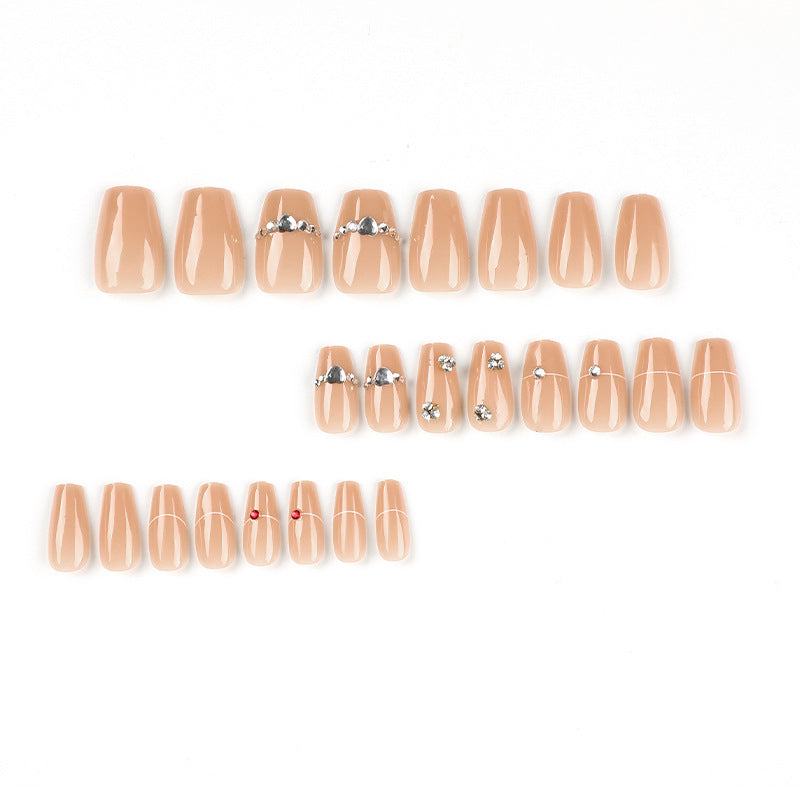 Serene Nude Diamonds| Medium Coffin Manicure | Press On Nails N345