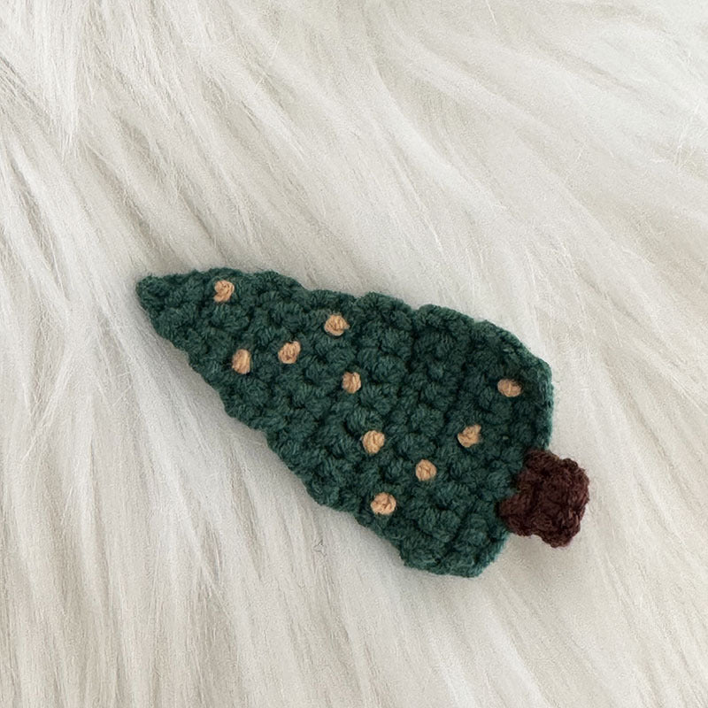 Crochet Christmas Tree Hair Clip |Evergreen Knit Embroidered Hair Snap Clip |Hair Barrette |Duckbill Hairpin A29