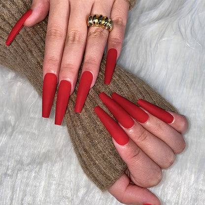 Matte Pure Elegance | Long Coffin Manicure | Press On Nails N623