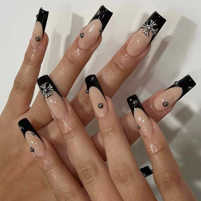 Gothic Cross Chic| Long Coffin Manicure | Press On Nails N634