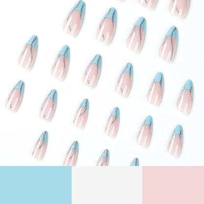 Maritime French Spark | Medium Almond Manicure | Press On Nails N652