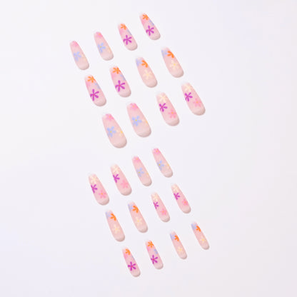 Kaleidoscope Blossom | Long Coffin Manicure | Press On Nails N764