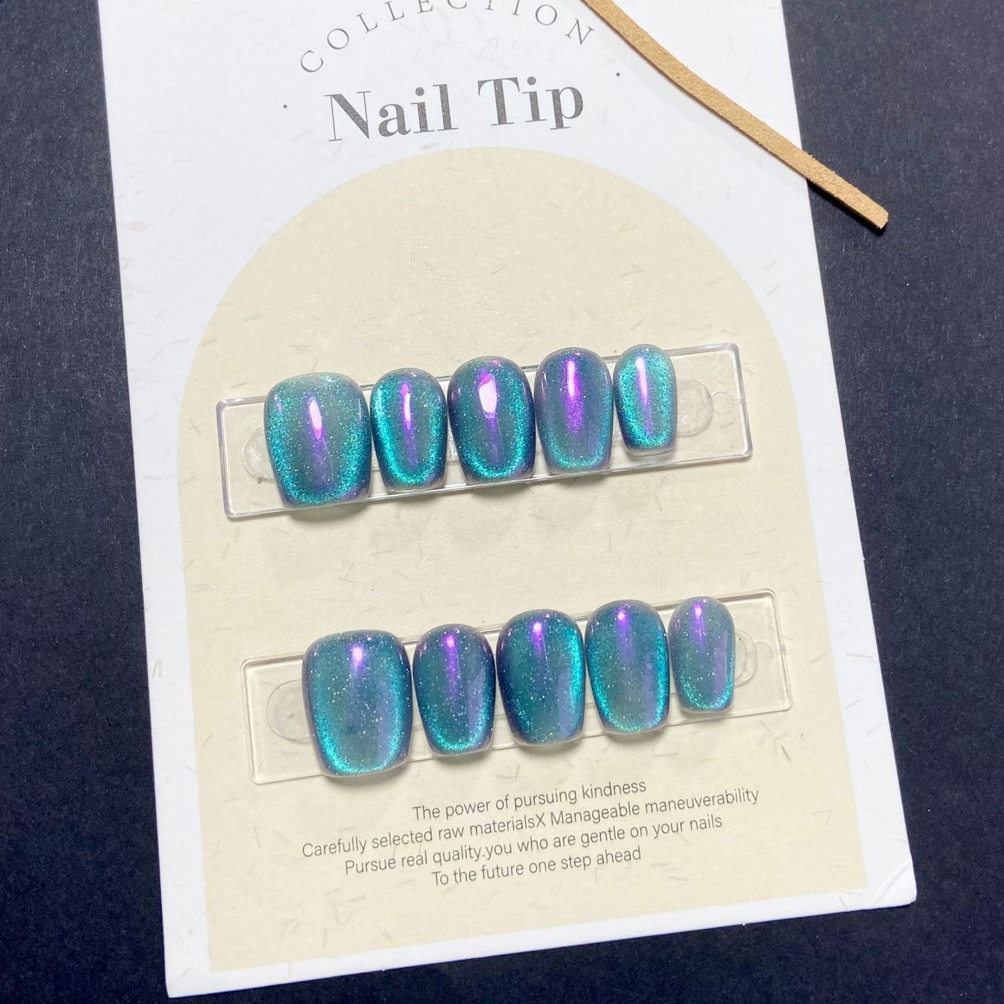 Aurora Mermaid|Medium Coffin Manicure | Handmade Press On Nails H110