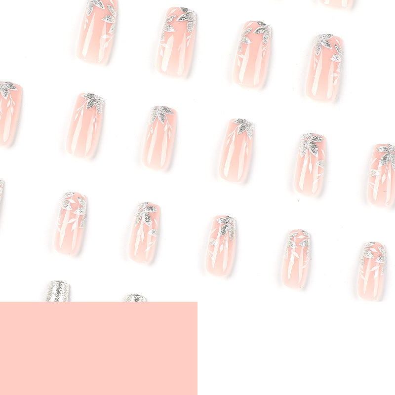 Shimmering Petal Shine | Long Coffin Manicure  | Press On Nails N377