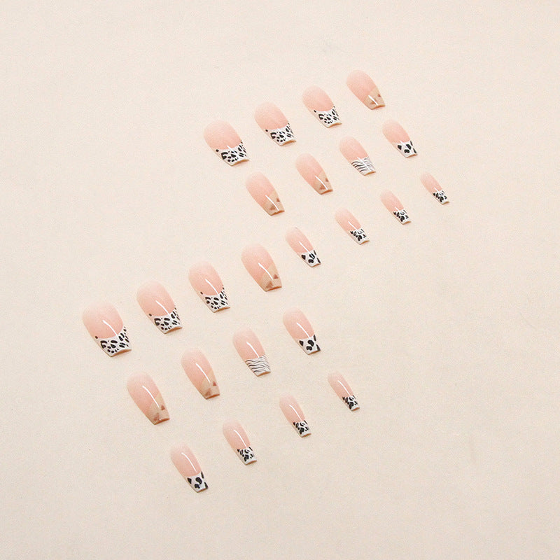 Wild Safari French Tips| Long Coffin Manicure  | Press On Nails