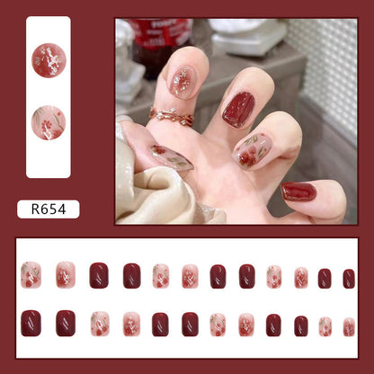 Glossy Red Rose Tulip| Short Squoval Manicure | Press On Nail