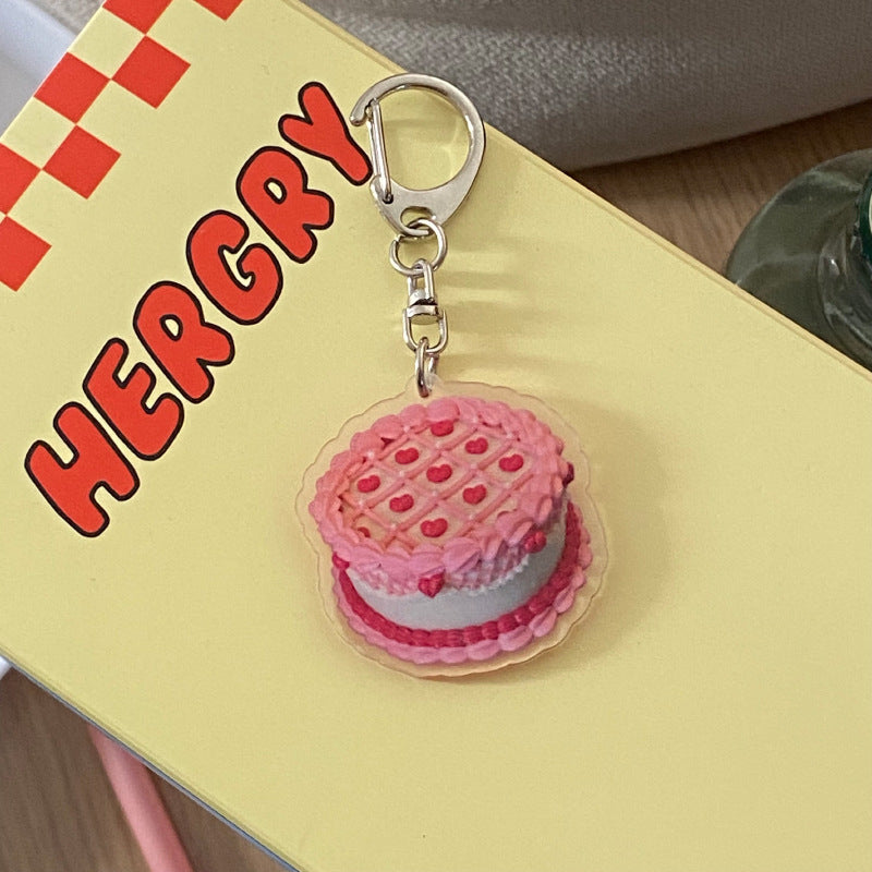 Acrylic Cake Design Bag KeyChain |Cake Pendant Schoolbag Hanging Decoration K8