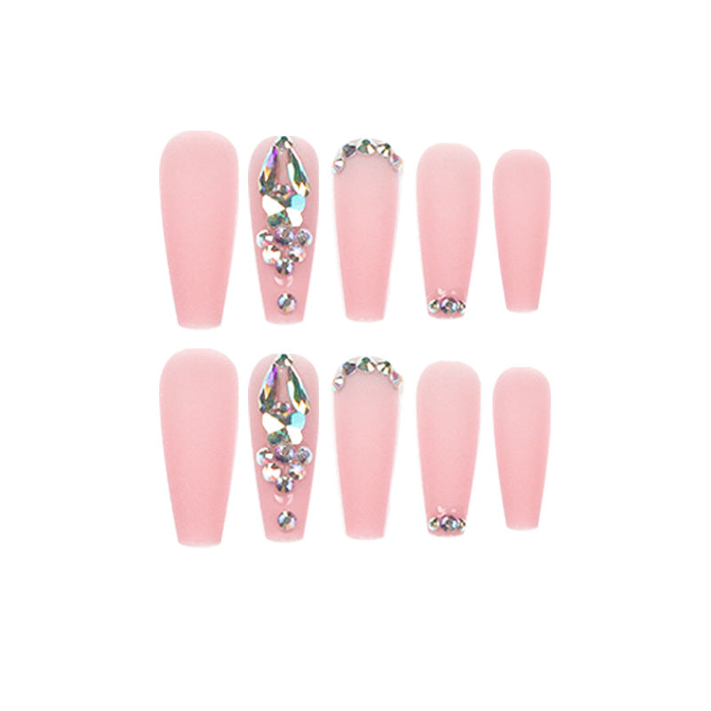 Muted Pink Satin| Long Coffin Manicure | Press On Nails N753