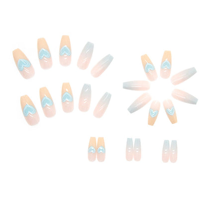 Baby Blue Love | Long Coffin Manicure  | Press On Nails