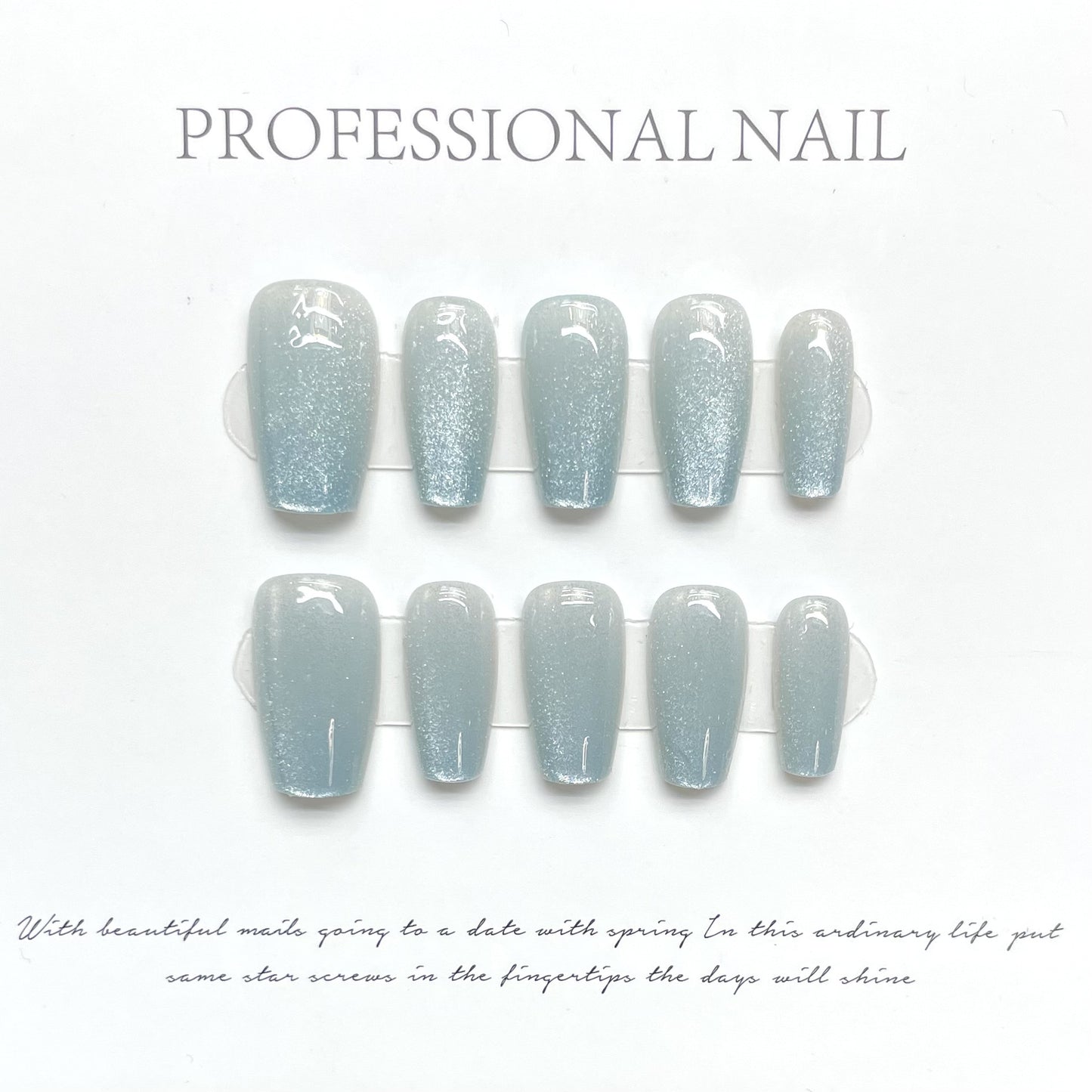 Aurora Mermaid|Medium Coffin Manicure | Handmade Press On Nails H110