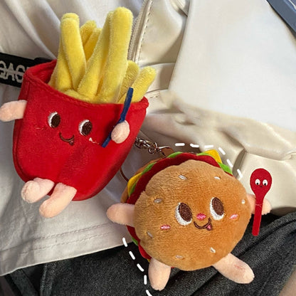 Hamburger Chips Hot Dogs Design Bag KeyChain |Pendant Plush Schoolbag Hanging Decoration Gifts K22