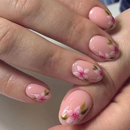 Sakura Blossom | Short Almond Manicure | Press On Nails N398