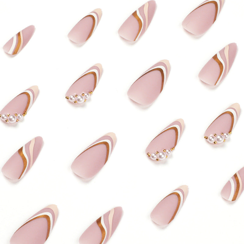 Pearlescent Pink Dance| Medium Almond Manicure | Press On Nails N533