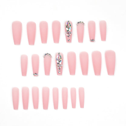 Muted Pink Satin| Long Coffin Manicure | Press On Nails N753