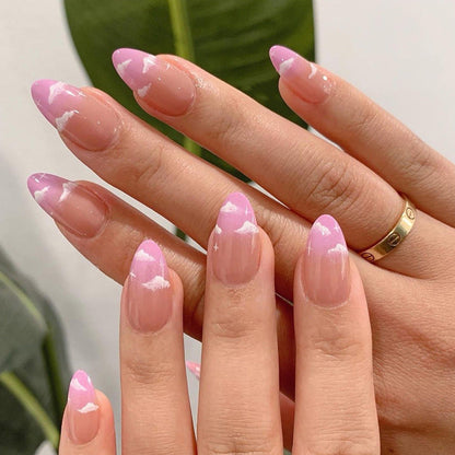 Pink Fluffy Cloud | Medium Almond Manicure | Press On Nails N332