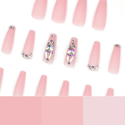 Muted Pink Satin| Long Coffin Manicure | Press On Nails N753