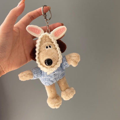 Cute Puppy Design Bag KeyChain |Dog Bunny Pendant Plush Schoolbag Hanging Decoration Gift K21