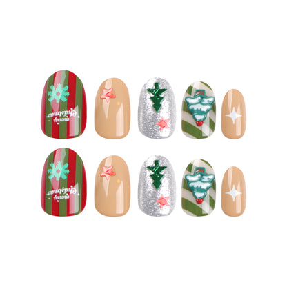 Holly Jolly Evergreen| Short Squoval Manicure | Press On Nails N399