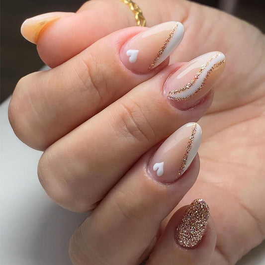 Serene Gilded Waves | Short Almond Manicure | Press On Nails N751