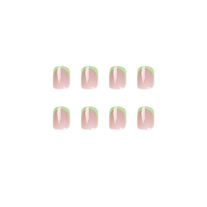 Lime Green French | Short Squoval Manicure | Press On Nails N466