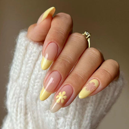 Sunshine Bloom | Medium Almond Manicure | Press On Nails N728