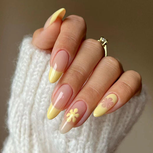 Sunshine Bloom | Medium Almond Manicure | Press On Nails N728