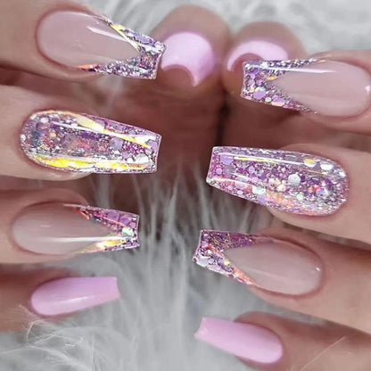 Pink Perfection| Long Coffin Manicure  | Press On Nails N379