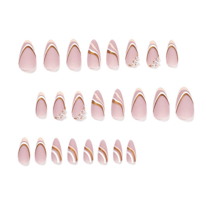 Pearlescent Pink Dance| Medium Almond Manicure | Press On Nails N533