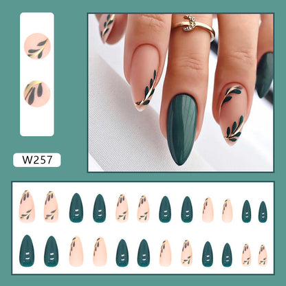 Brown Leaf| Medium Almond Manicure | Press On Nails N556