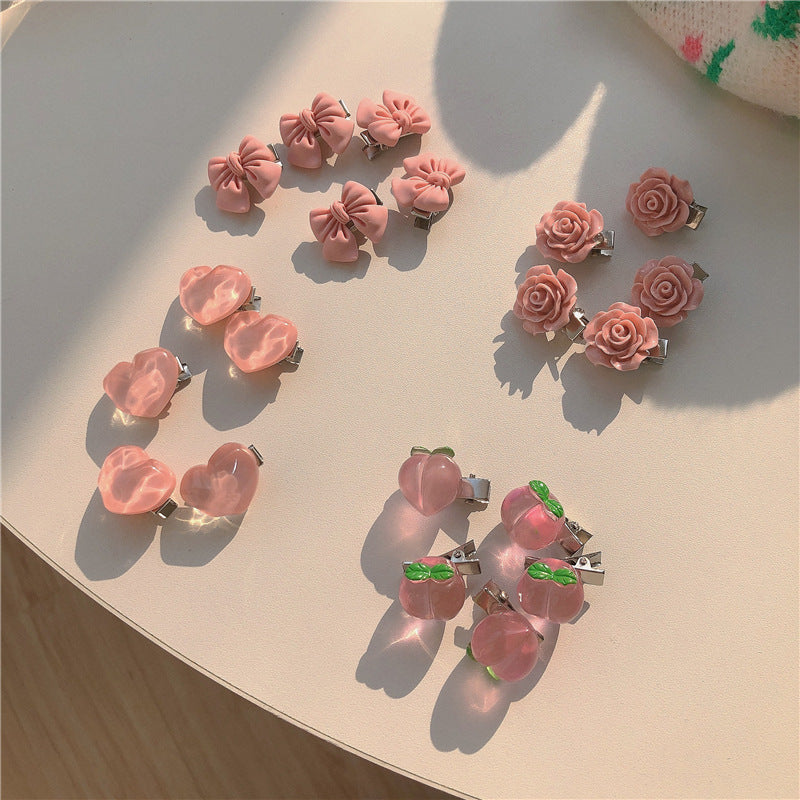 Mini heart Peach Hair Clip |Hair Snap Clip|Hair Barrette |Duckbill Hairpin 10pcs A143