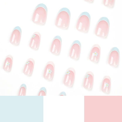 Blossoming Baby Blue | Short Almond Manicure | Press On Nails N534