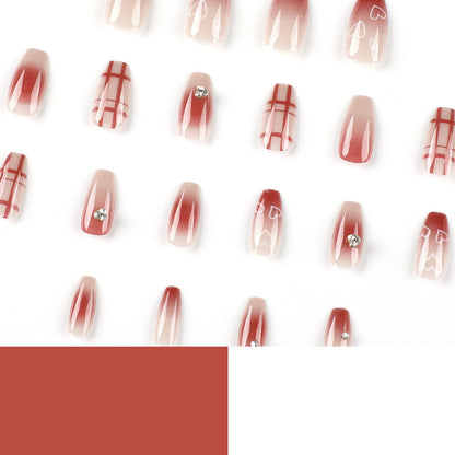 Rouge Ombre | Medium Coffin Manicure | Press On Nails N666