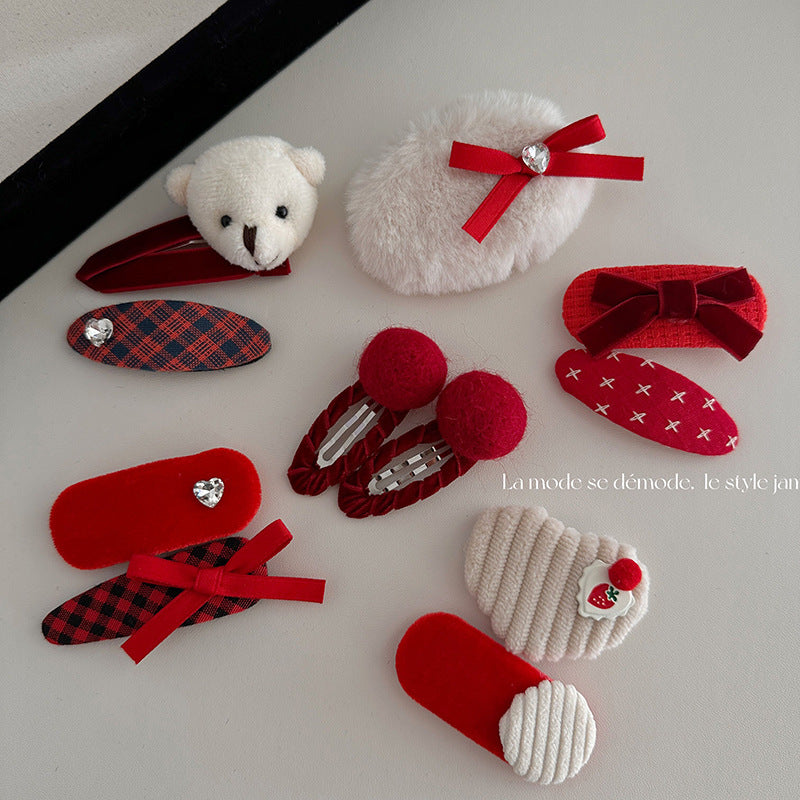 Cute Red Hair Clip |Hair Snap Clip |Hair Barrette |Duckbill Hairpin 2pcs A47