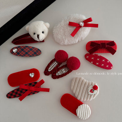 Cute Red Hair Clip |Hair Snap Clip |Hair Barrette |Duckbill Hairpin 2pcs A47