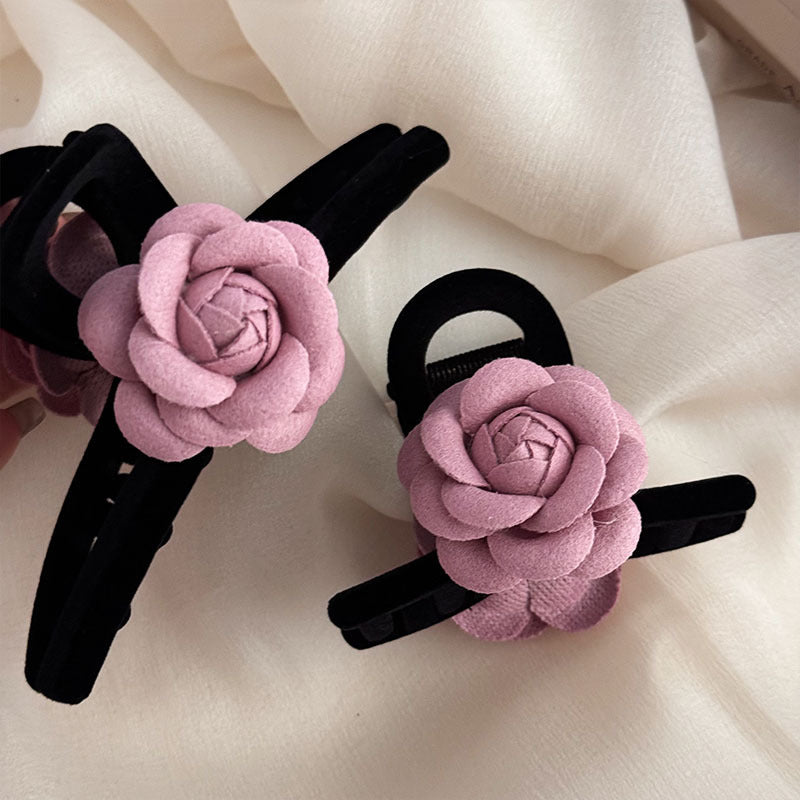 Pink Valvet Camellia Hair Clip | Hair Claw |Hair Barrette |Duckbill Hairpin A80