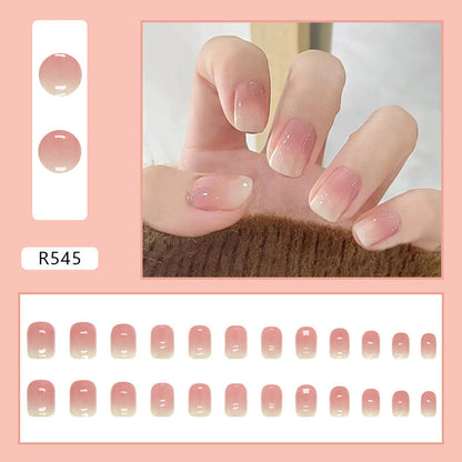 Peach Pink Ombre| Short Squoval Manicure | Press On Nail