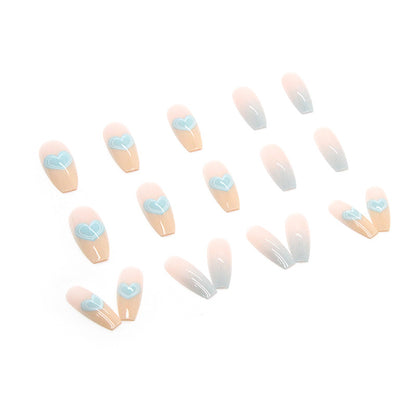 Baby Blue Love | Long Coffin Manicure  | Press On Nails