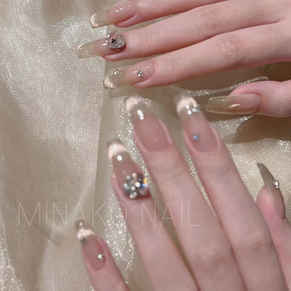 Shimmering Shell |Medium Coffin Manicure | Handmade Press On Nail H146