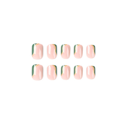 Emerald Gold Ripples| Short Squoval Manicure | Press On Nails N601