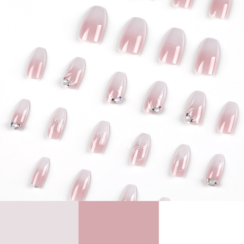 Pink Fade Petal | Medium Squoval Manicure | Press On Nails N537