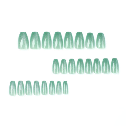 Jade Green Aurora| Medium Coffin Manicure | Press On Nails N575