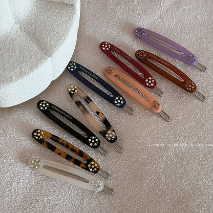 Acetate Jeweled Blossom Hair Clip |Hair Snap Clip|Hair Barrette |Duckbill Hairpin 2pcs A180