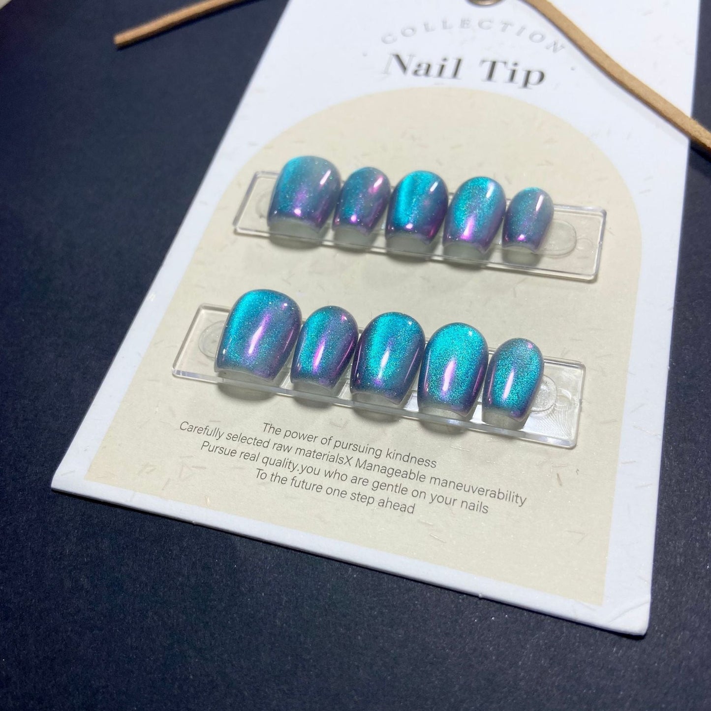 Aurora Mermaid|Medium Coffin Manicure | Handmade Press On Nails H110