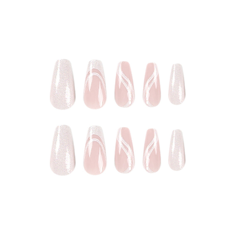 Glistening Pure | Medium Coffin Manicure | Press On Nails N682