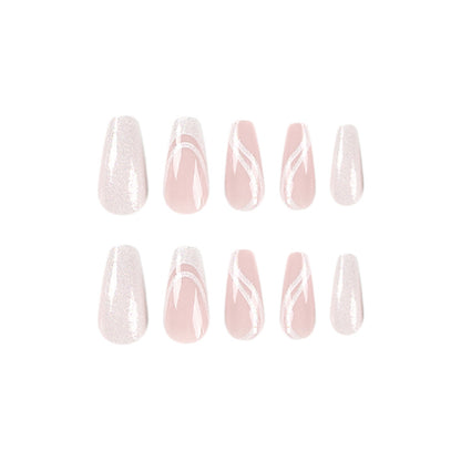 Glistening Pure | Medium Coffin Manicure | Press On Nails N682