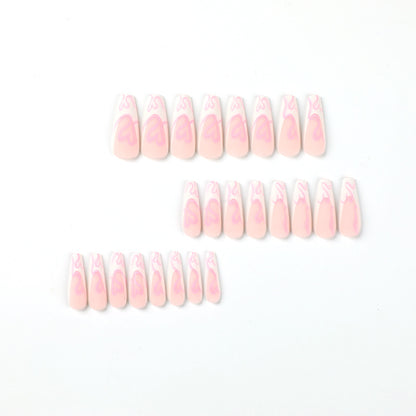 Love in Pink | Long Coffin Manicure | Press On Nails N595