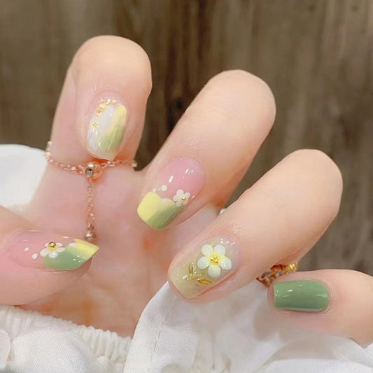 Enchanted Garden Party | Long Coffin Manicure  | Press On Nail